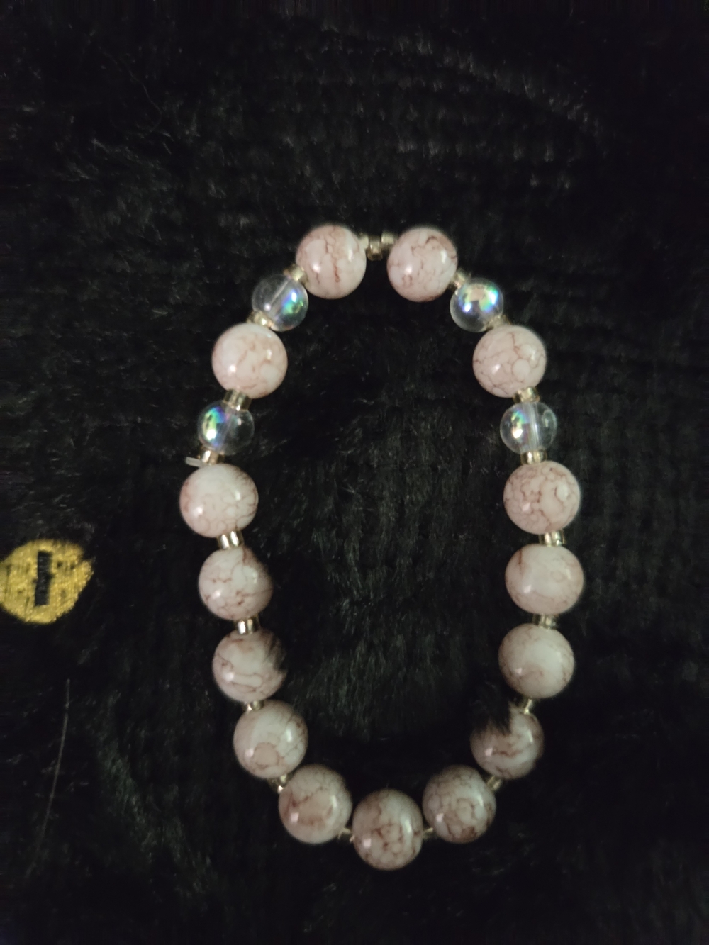 Pink Marble Bead Stretch Bracelet